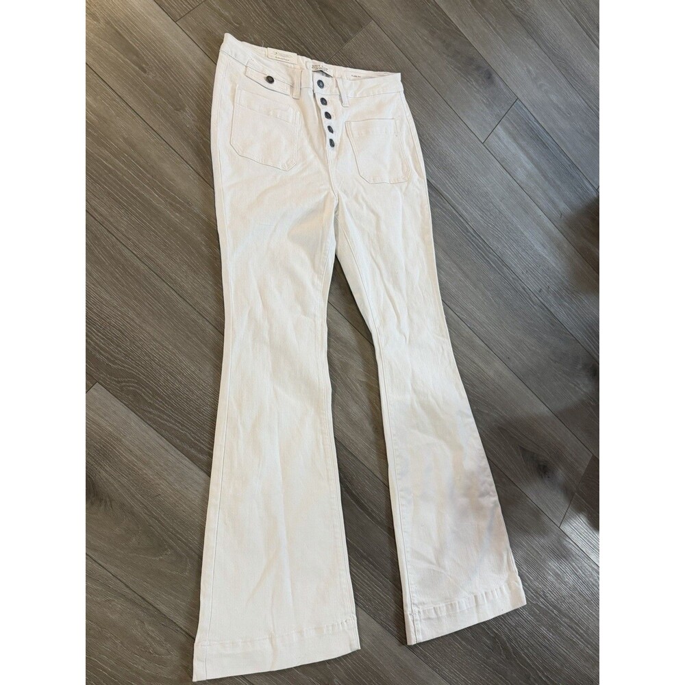Judy Blue White Flare Jeans High Rise Button Fly Patch Pocket Size 13/31 NWT